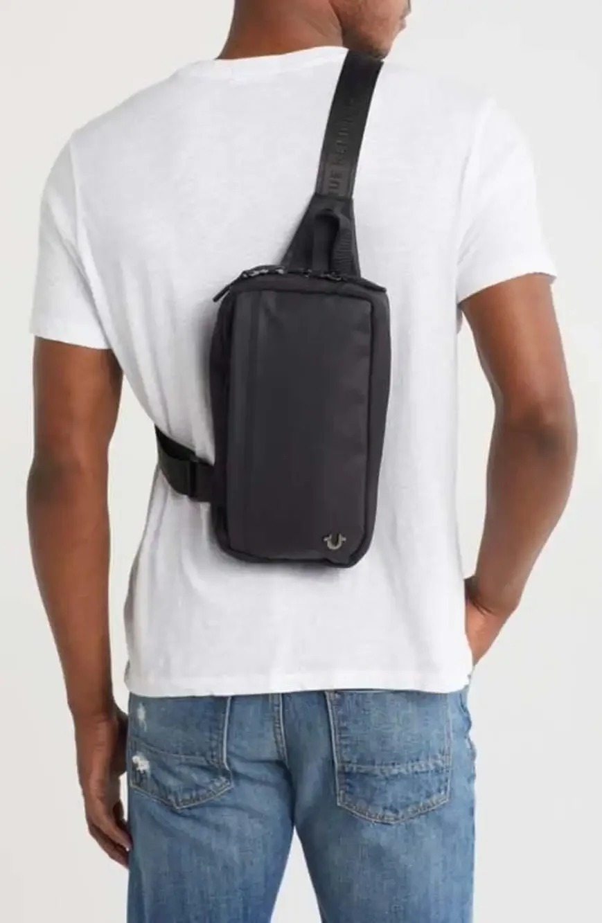 True Religion Black Porter Crossbody Sling Bag